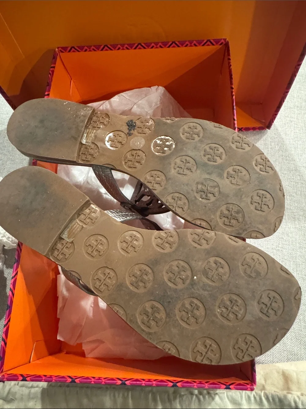 Tory Burch Metallic Pewter Miller Thong Sandals
